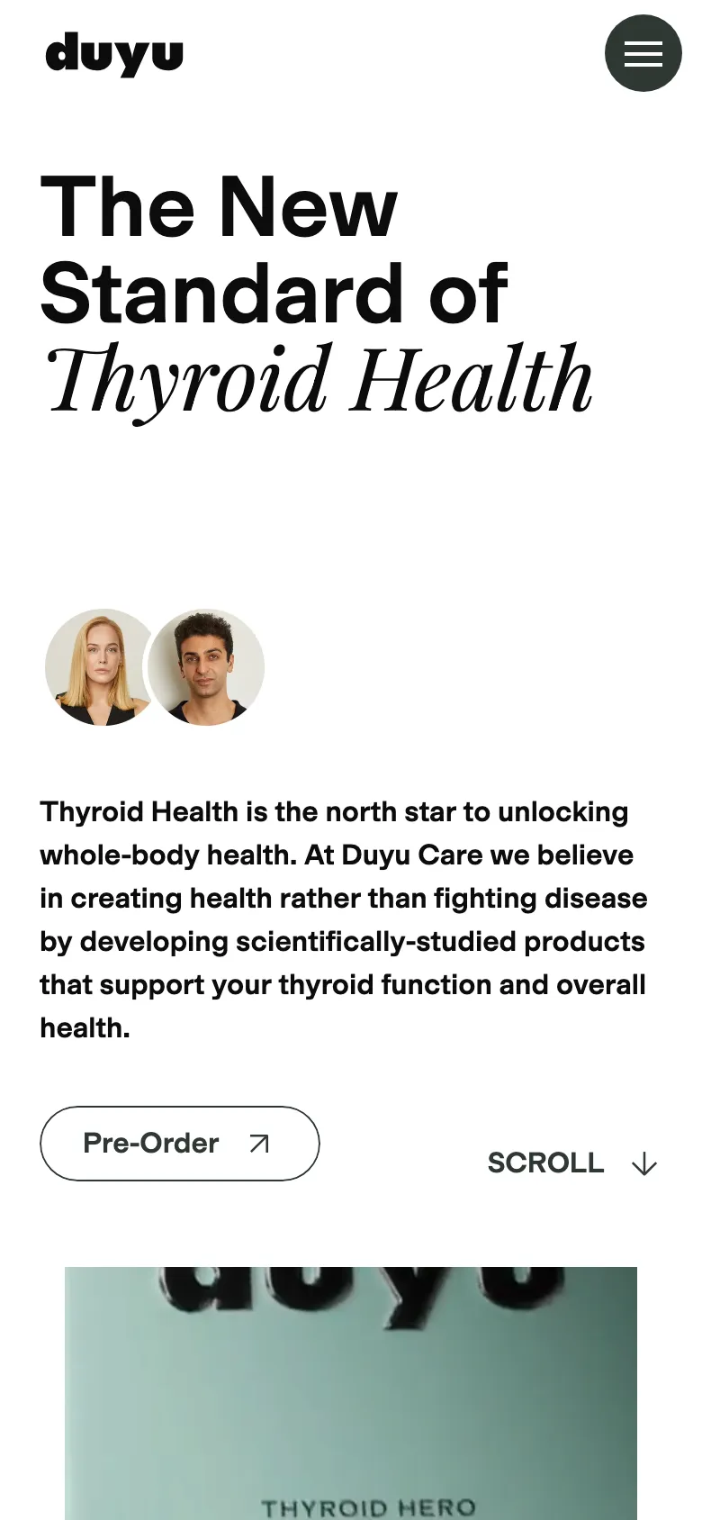 Homepage of Duyucare on mobile