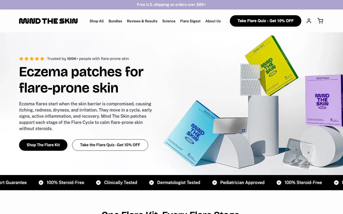 Homepage of Mind the Skin on desktop
