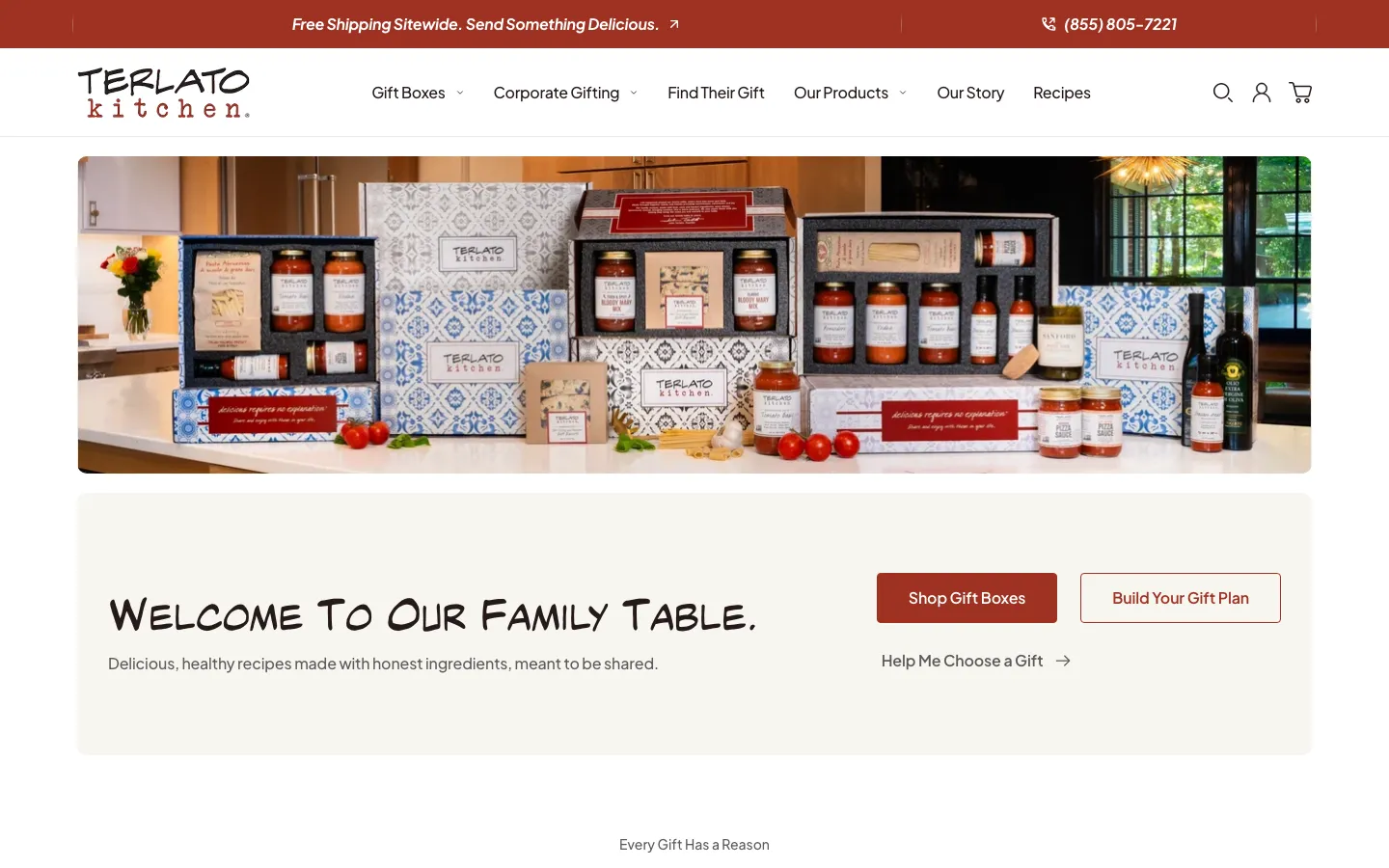 Homepage of Terlato Kitchen on desktop